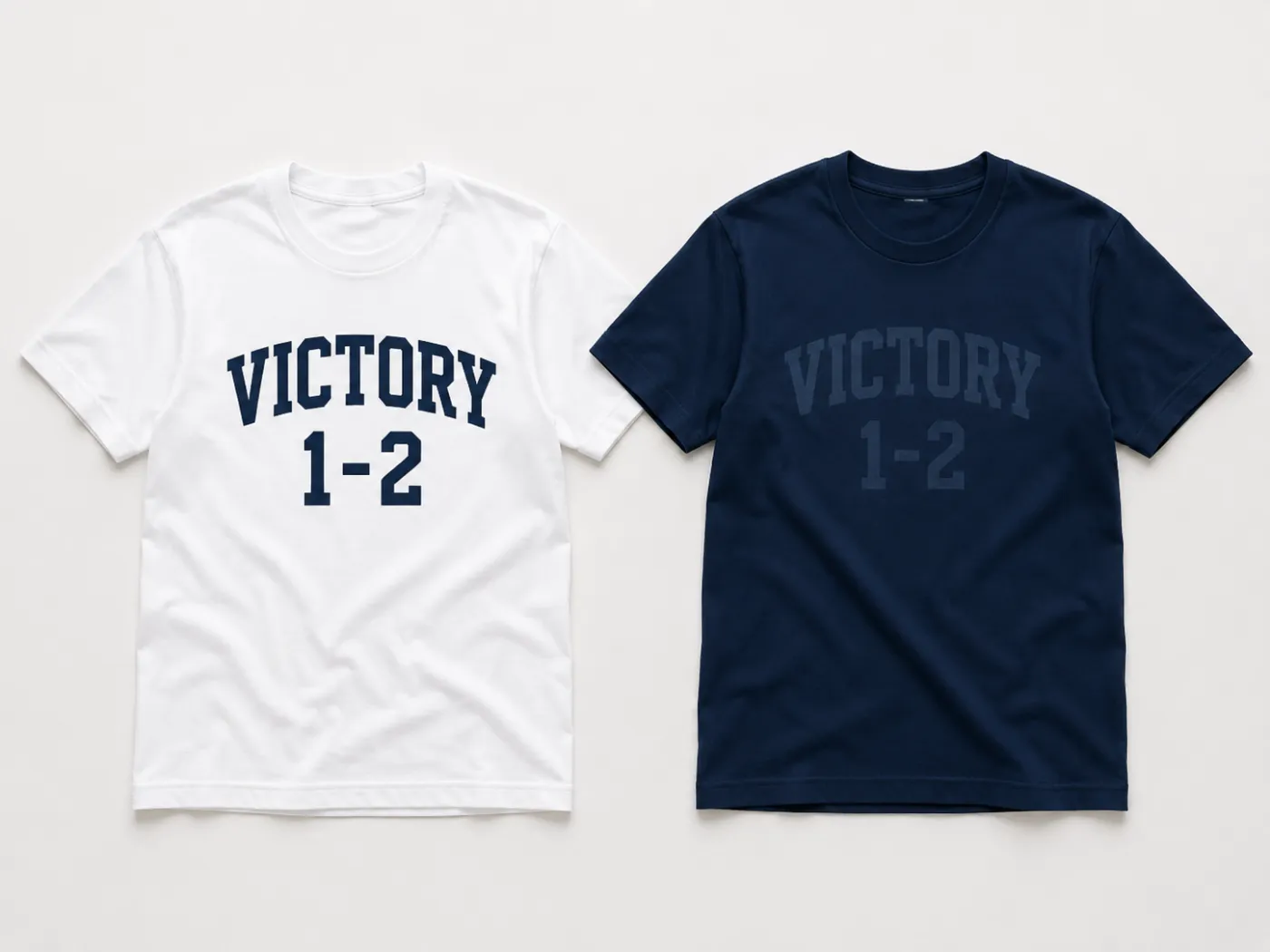 白地に濃色プリントと紺地に同系色プリントを比較したクラスTシャツ