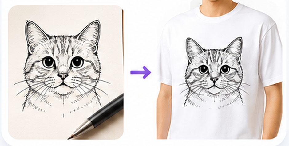 手描きイラストをTシャツにする例